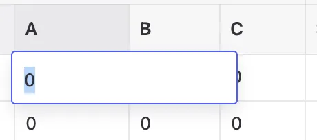 A table cell in edit mode